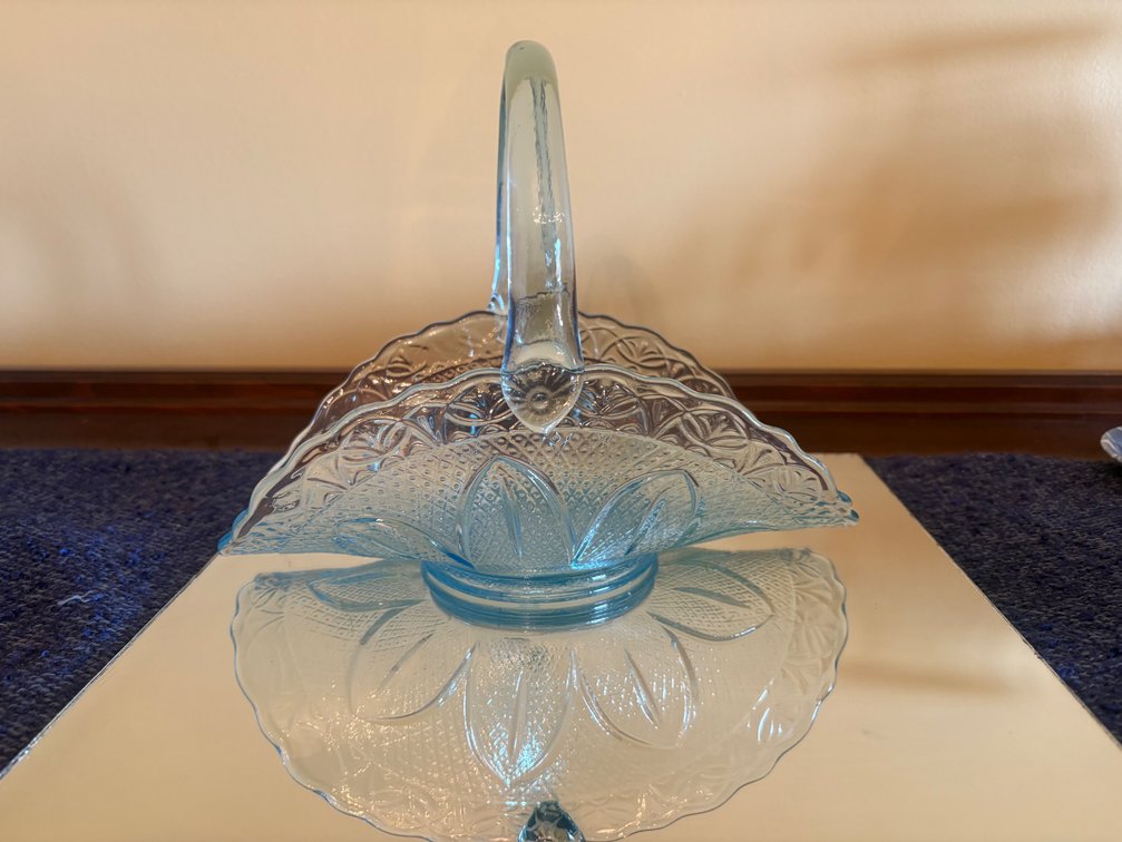 Ice Blue Glass Bride's Basket