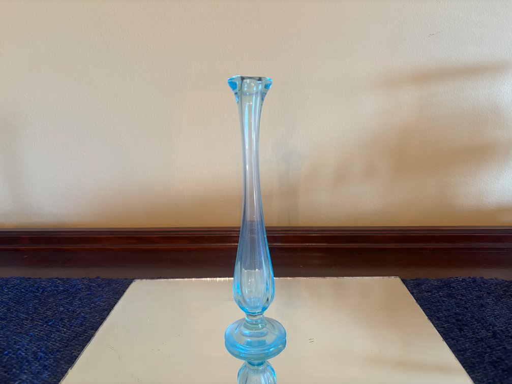 Aqua Blue Swung Glass Bud Vase