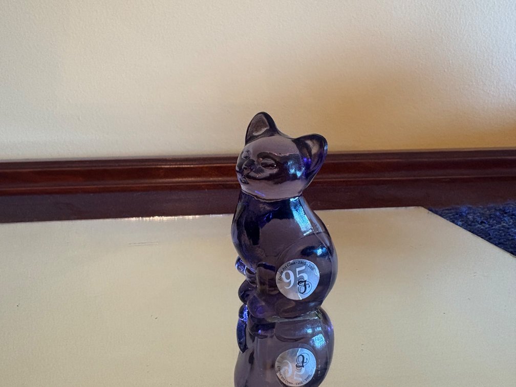 Fenton Art Glass Amethyst Sitting Cat Figurine