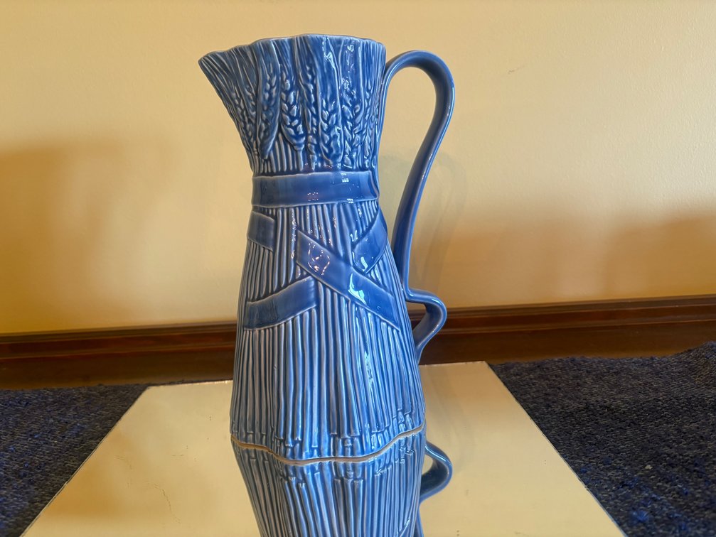 Bordallo Pinheiro Blue Wheat Ears Pitcher