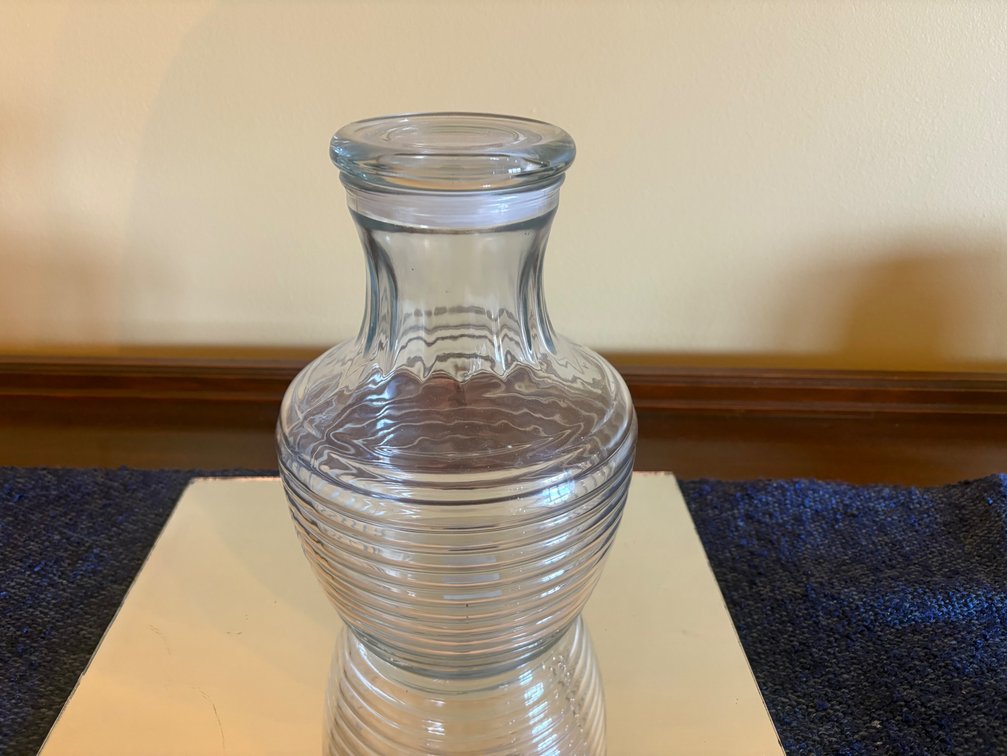 Clear Glass Ribbed Beehive Water Carafe