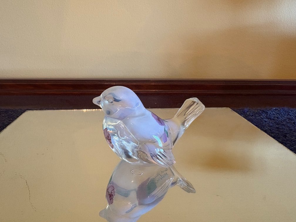 Fenton Hand-Painted Opalescent Glass Bird Figurine