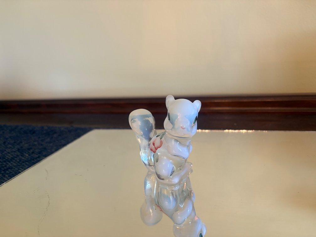 Fenton Hand-Painted Opalescent Glass Squirrel Figurine