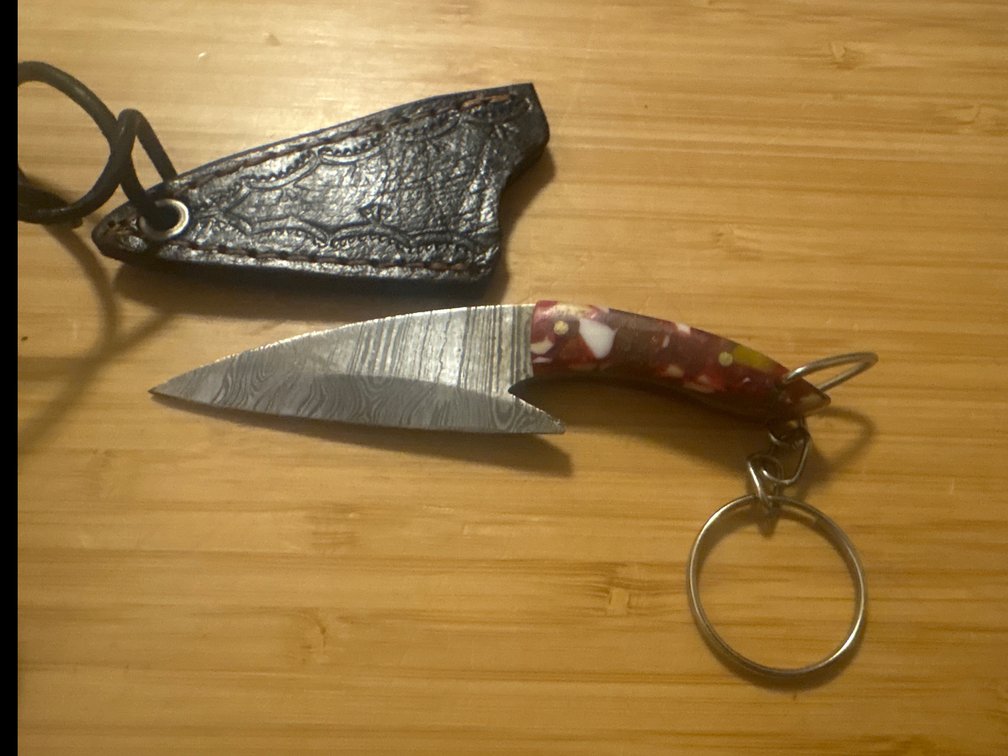 Damascus Key Chain Knife