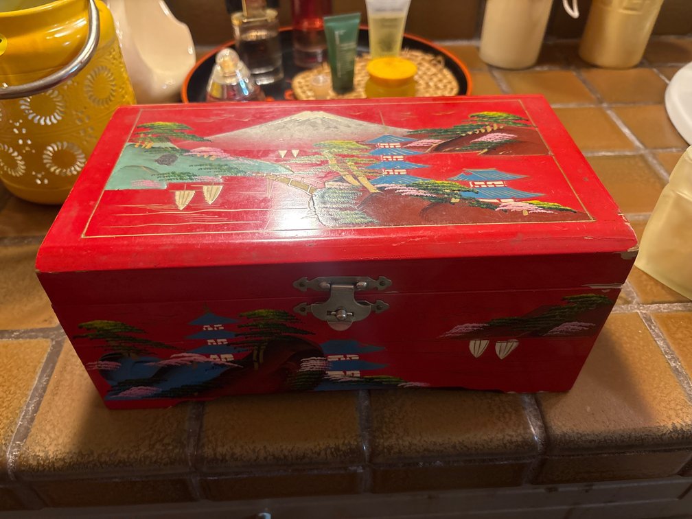 Japanese Red-Lacquer Jewelry Box