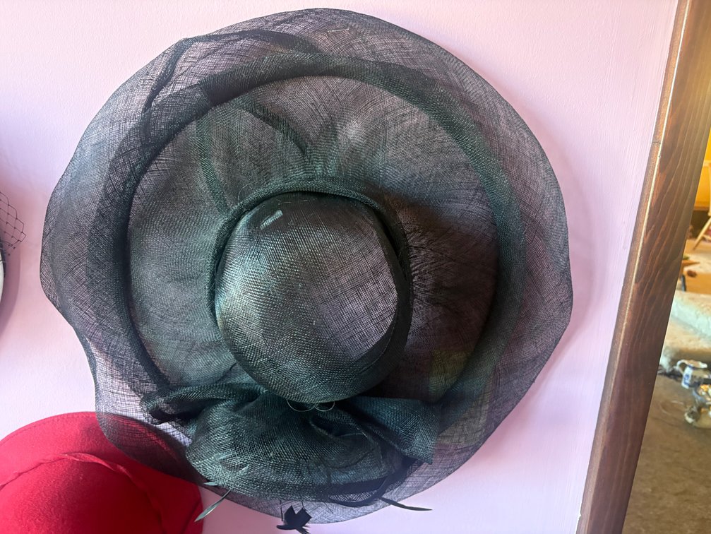 Wide-Brim Black Mesh Hat