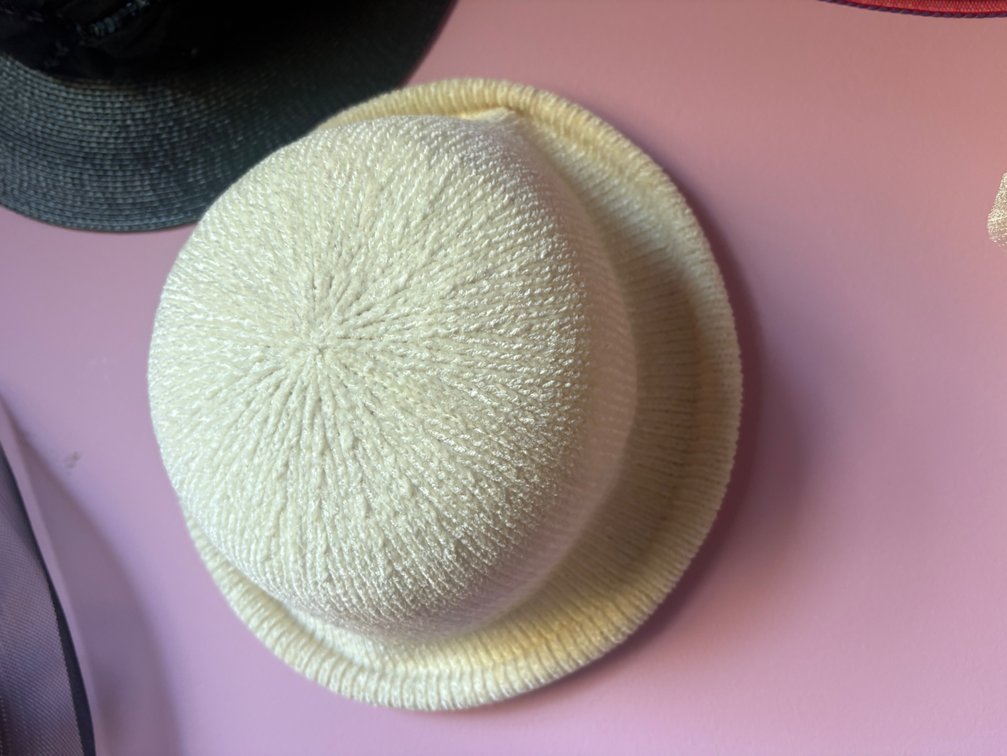 Cream-Colored Knit Bucket Hat