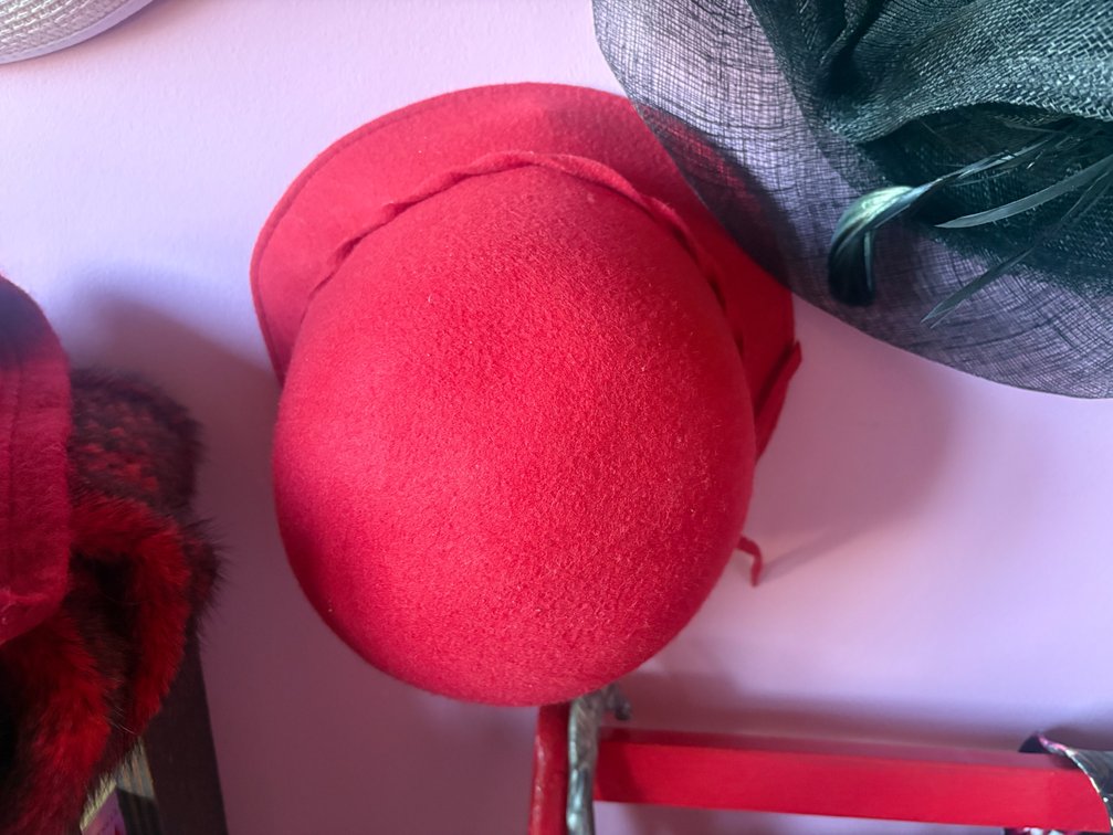 Red Felt Cloche Hat