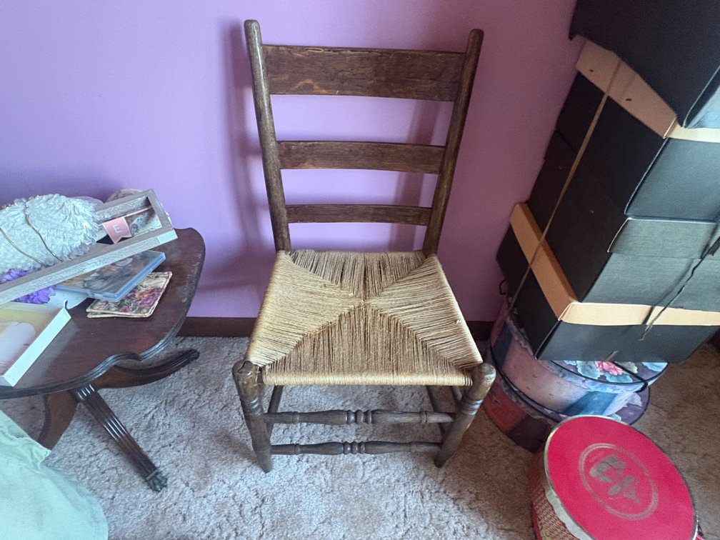 Vintage Ladder-Back Chair w/Woven Seat