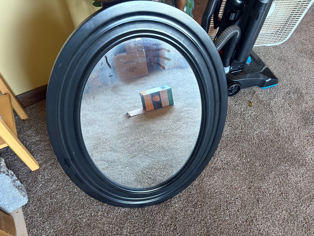 Black Oval Framed Wall Mirror