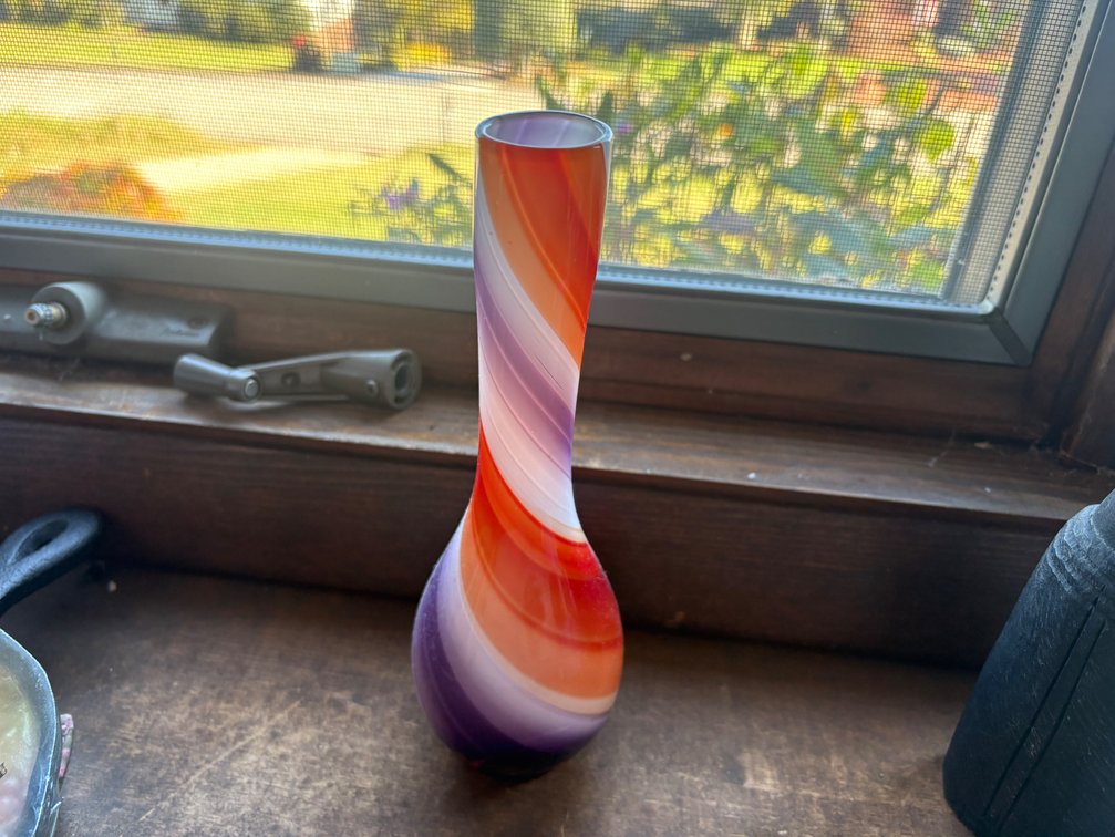 Swirled Purple, Orange & White Bud Vase