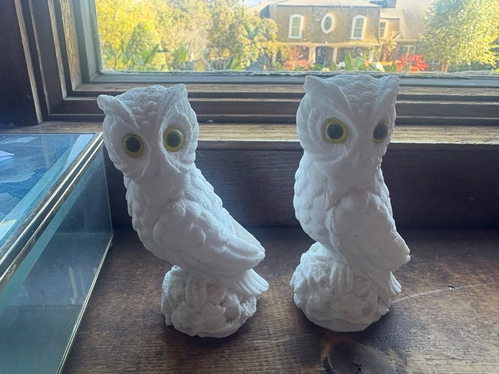 White Ceramic Owl Figurines