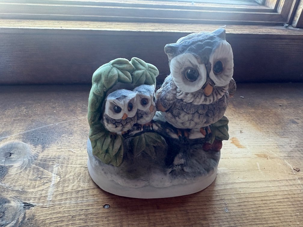 Homco Owl Family Figurine
