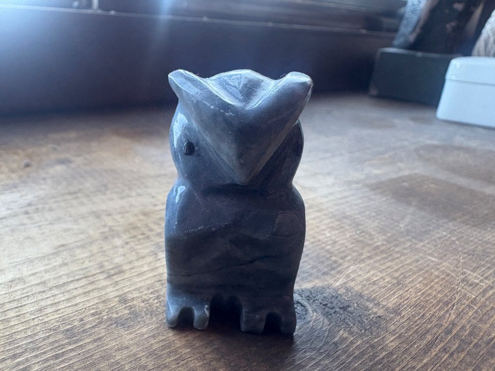 Small Hand-Carved Stone Owl Figurine