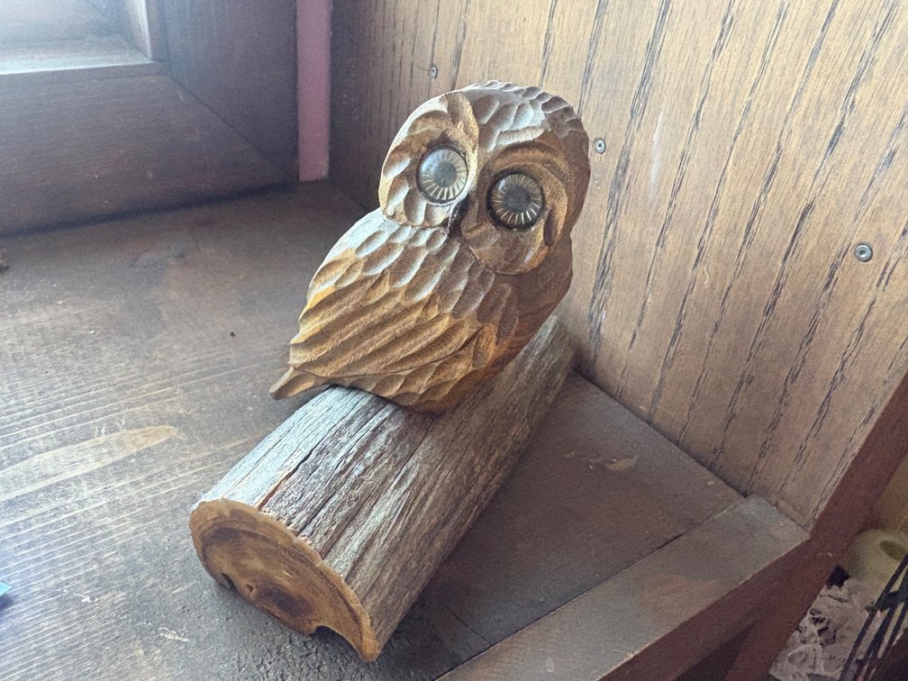 Owl on Log Figurine