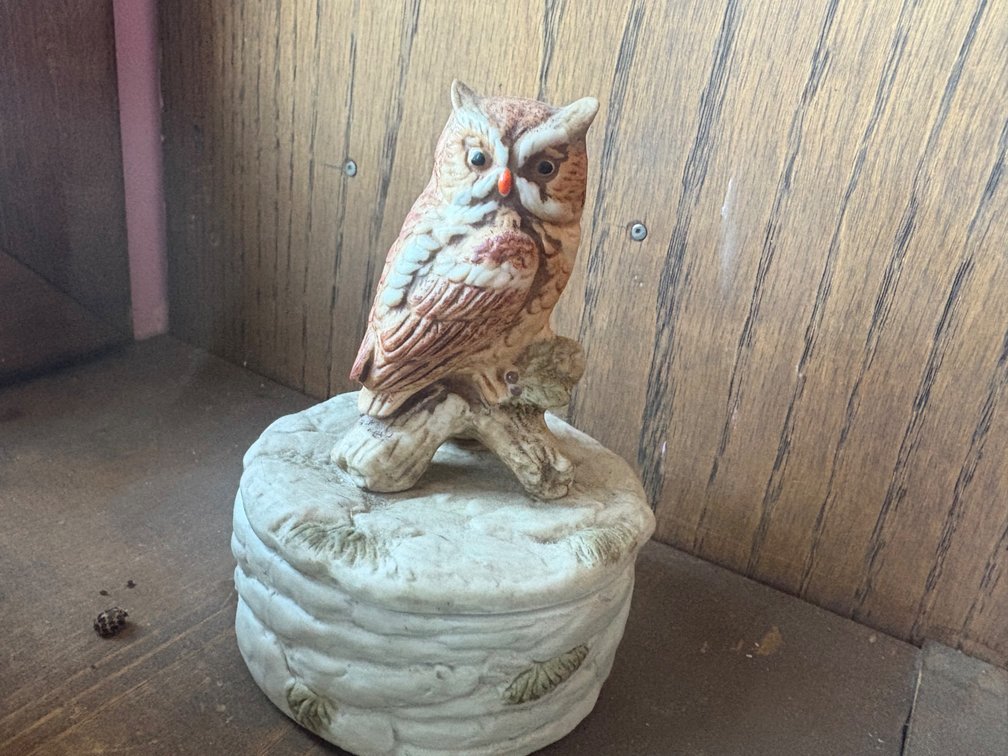 Napcoware Porcelain Owl Trinket Box