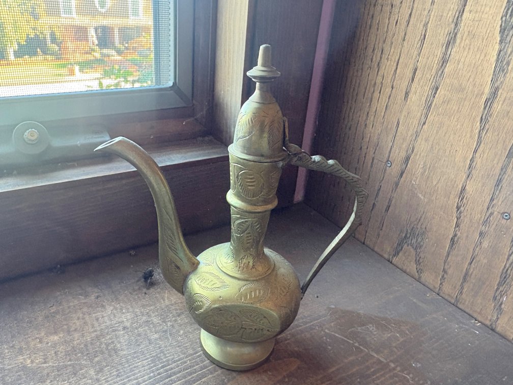 Vintage Brass Etched Indian Teapot