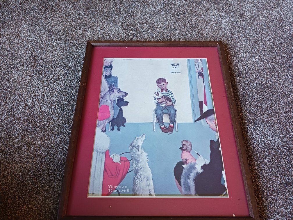 Norman Rockwell's 1952 "At the Vet" Framed Print