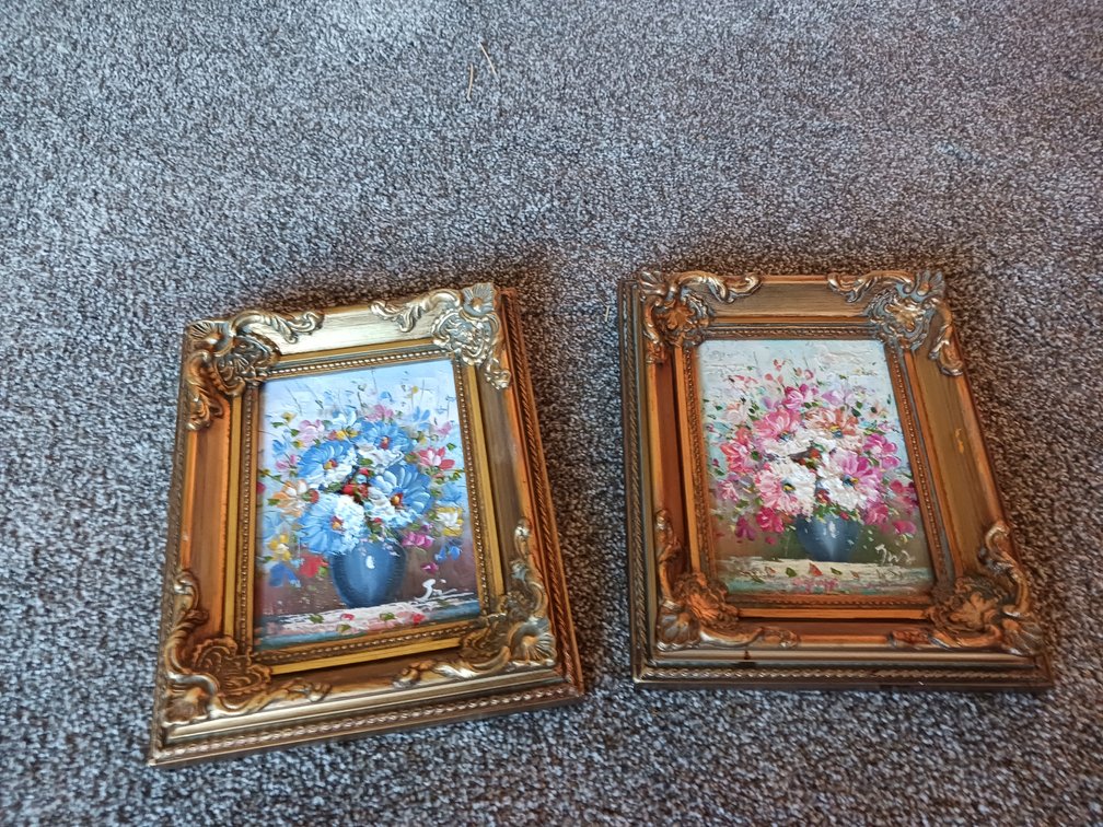 Floral Still Life Prints in Ornate Gold Frames
