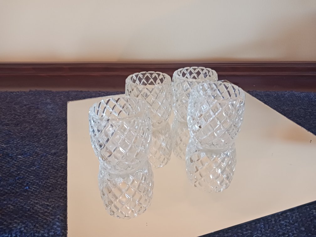Homco Clear Diamond-Cut Glass Candle Holders