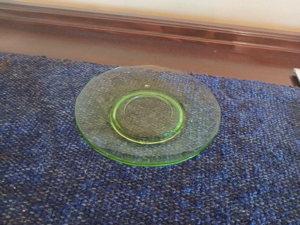 1930s Round Green Uranium Glass Saucer