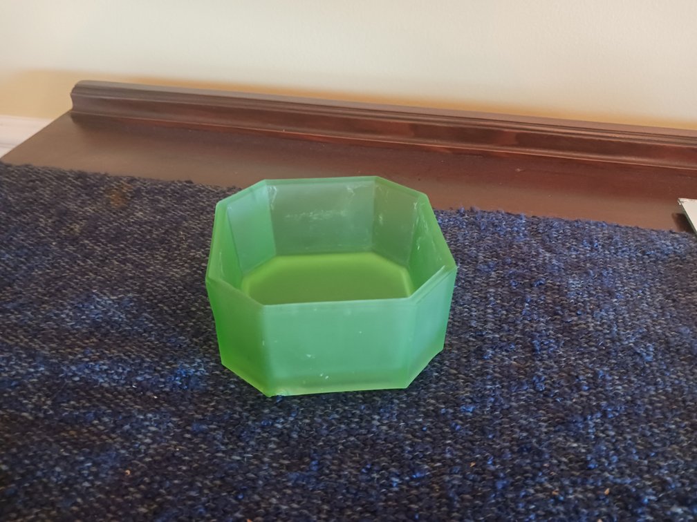 Green Satin Uranium Glass Powder Jar Base