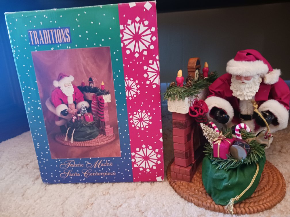 Traditions Fabric Maché Santa Centerpiece
