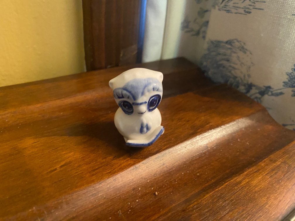 Miniature Ceramic Owl w/Book