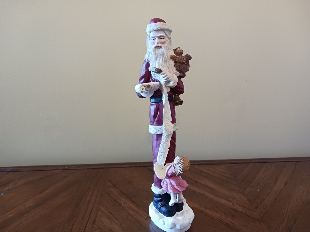 Pencil Santa w/Little Girl Figurine