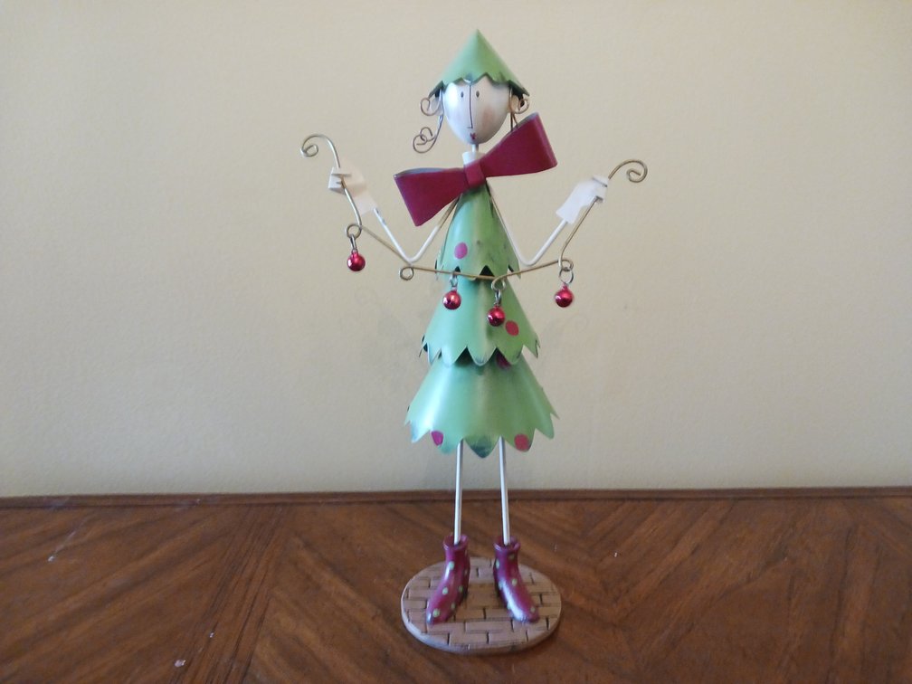 Metal Christmas Tree Girl Figurine