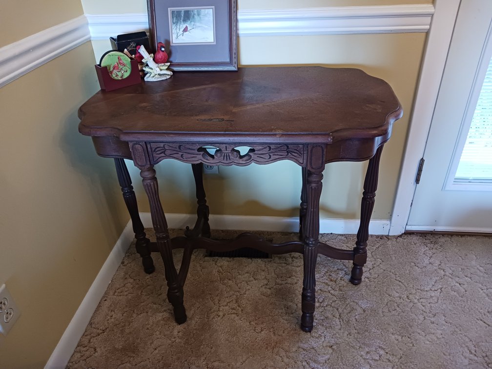 Vintage 6-Leg Carved Wooden Accent Table