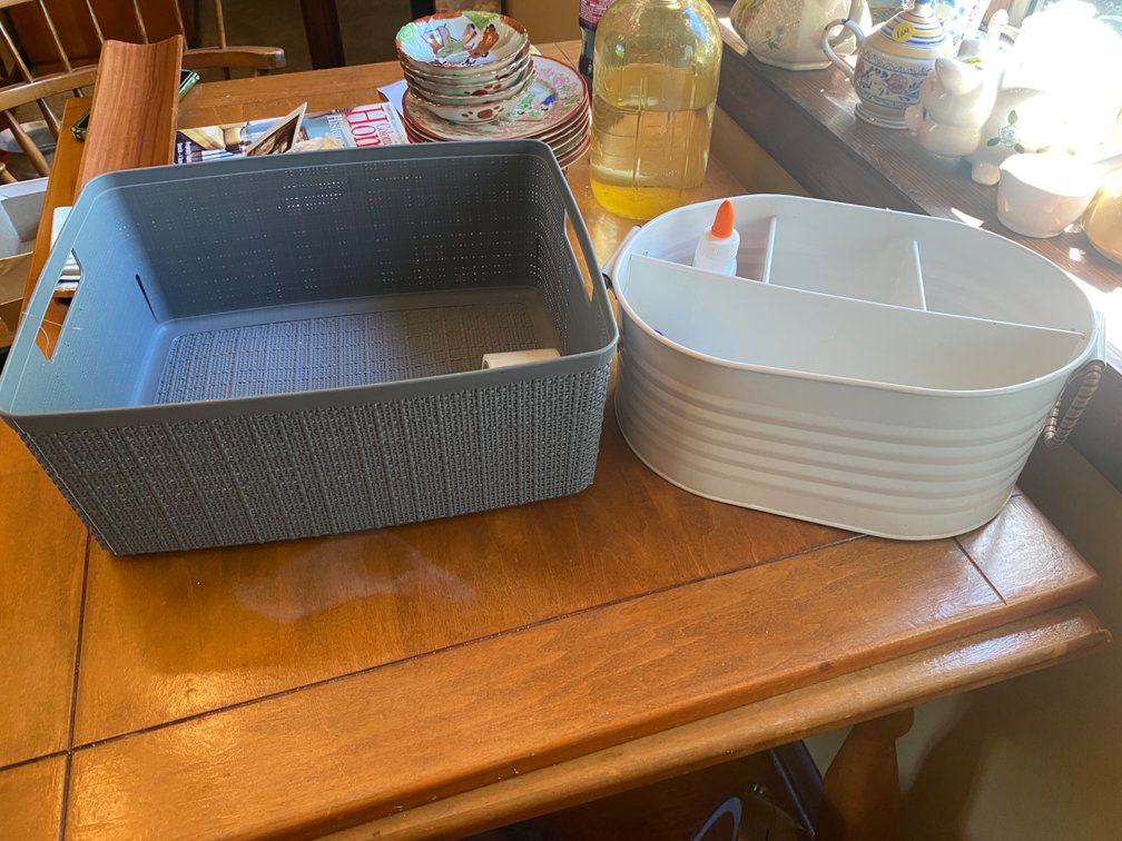 Storage Basket & BHG White Galvanized Utensil Caddy