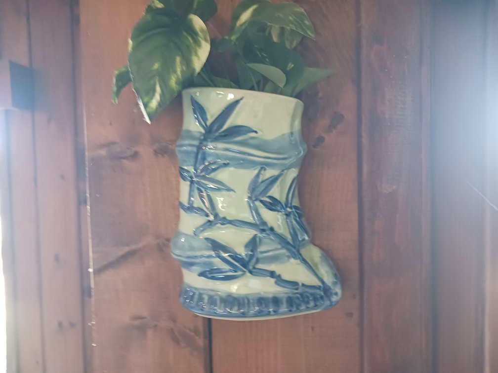 Ceramic Wall Vase w/Bamboo Design