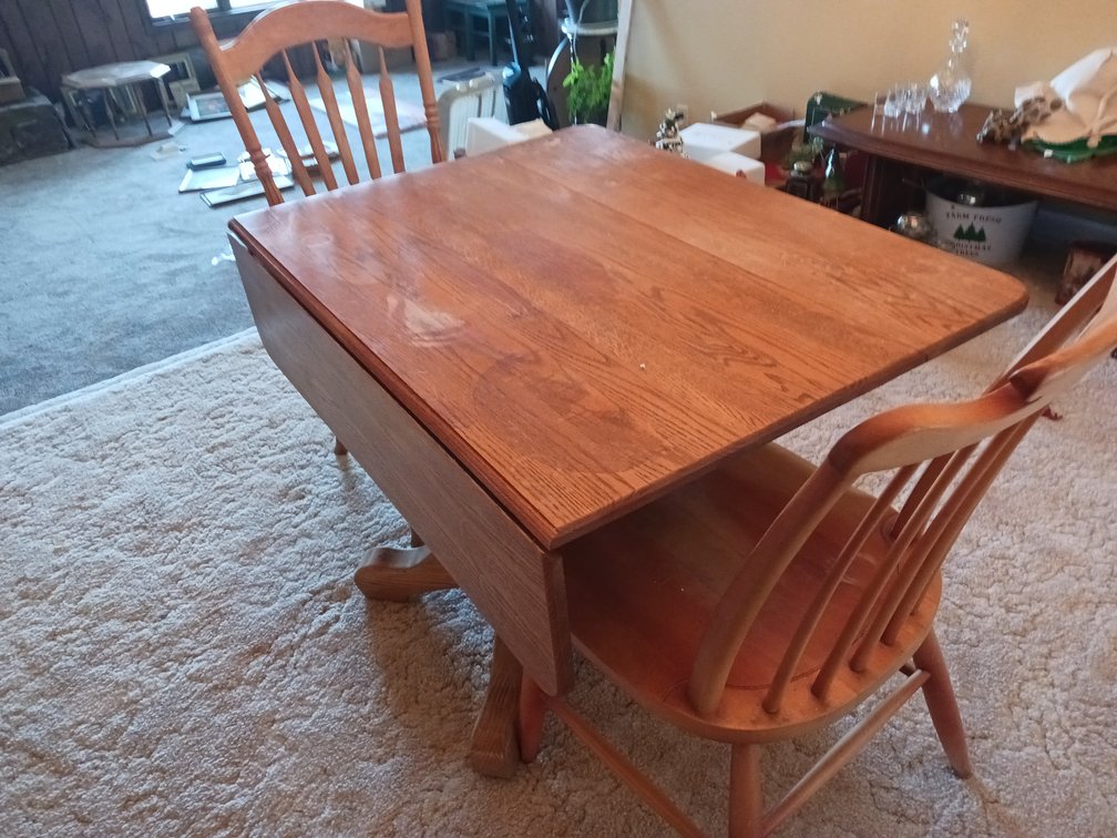 Wooden Drop-Leaf Table & Chairs