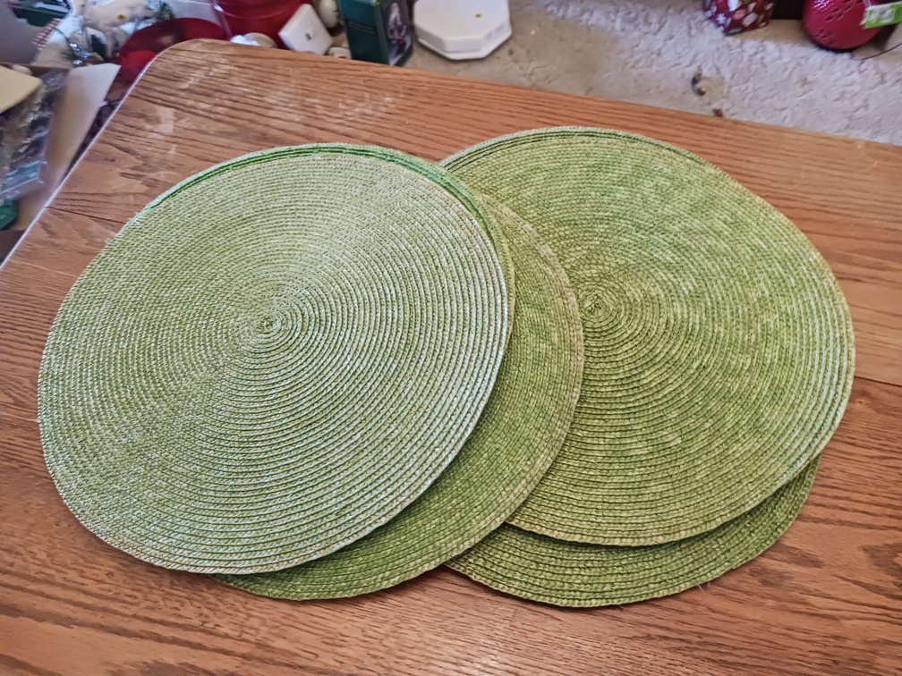 Round Green Woven Placemats