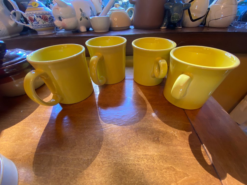 Yellow Ceramic Coffee Cups (1 has chip)