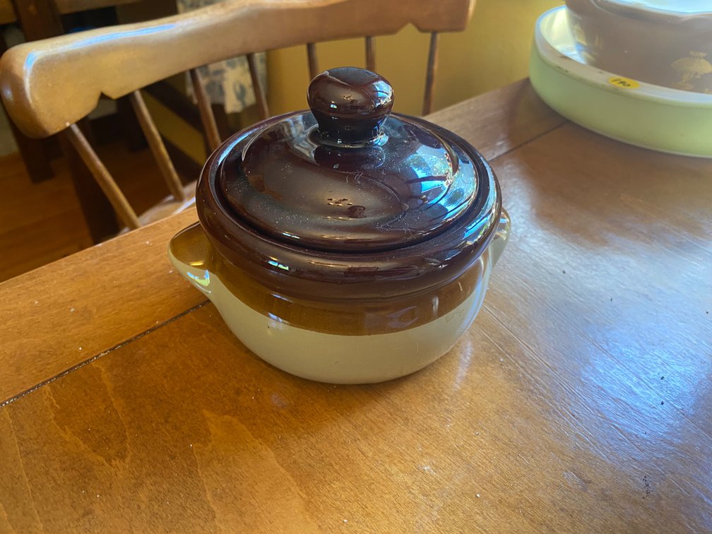 Two-Tone Stoneware Bean Pot