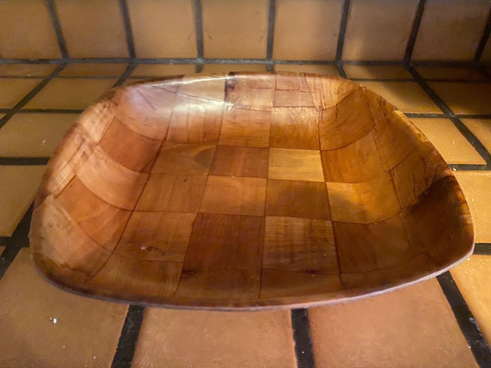 Parquet Checkered Wooden Square Serving Bowl