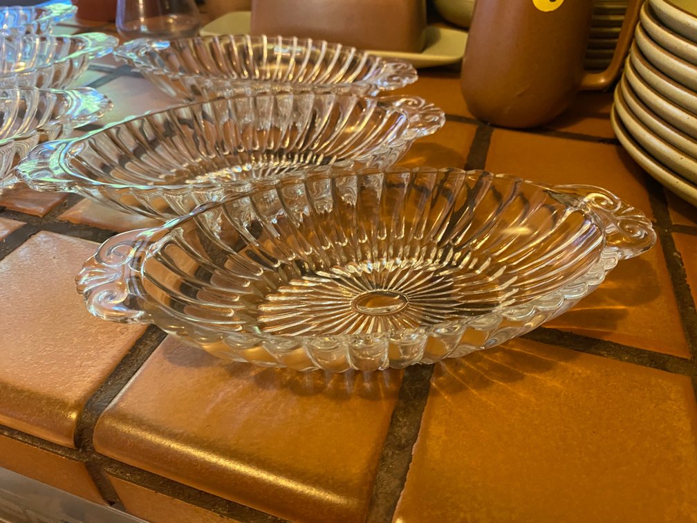Clear Pressed Glass Oval Dishes