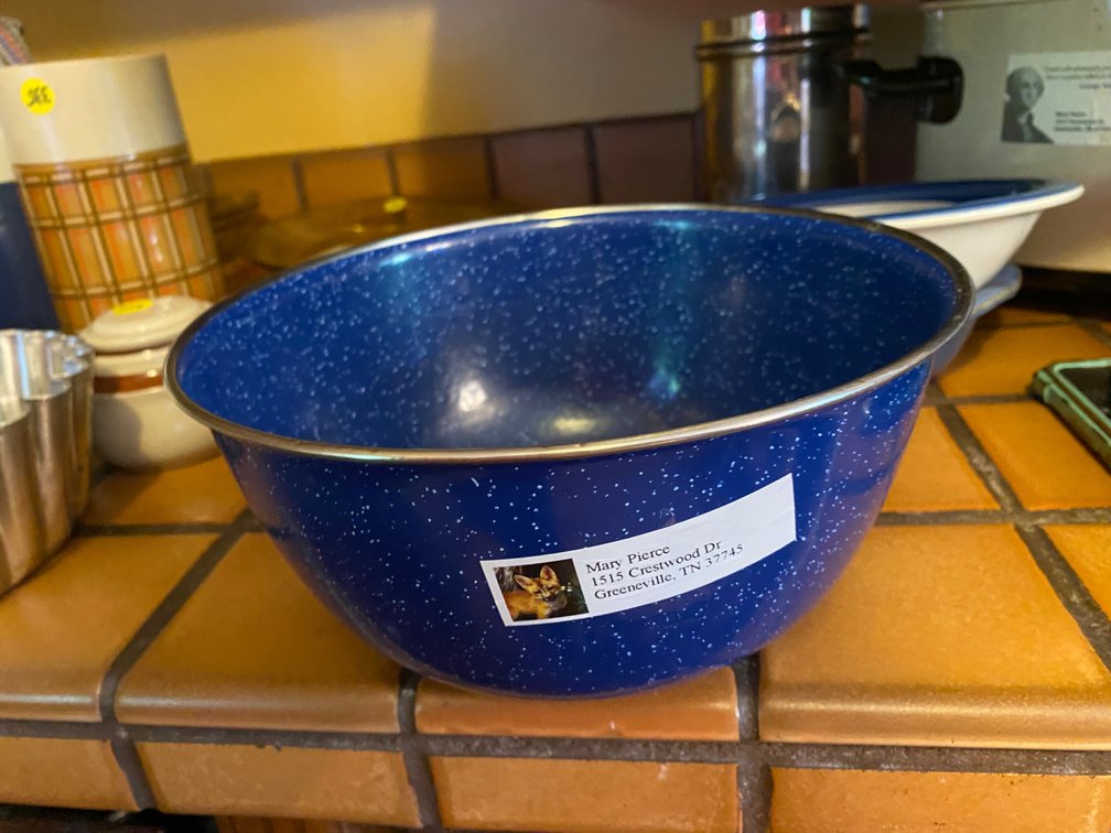 Blue & White Speckled Enamelware Bowl