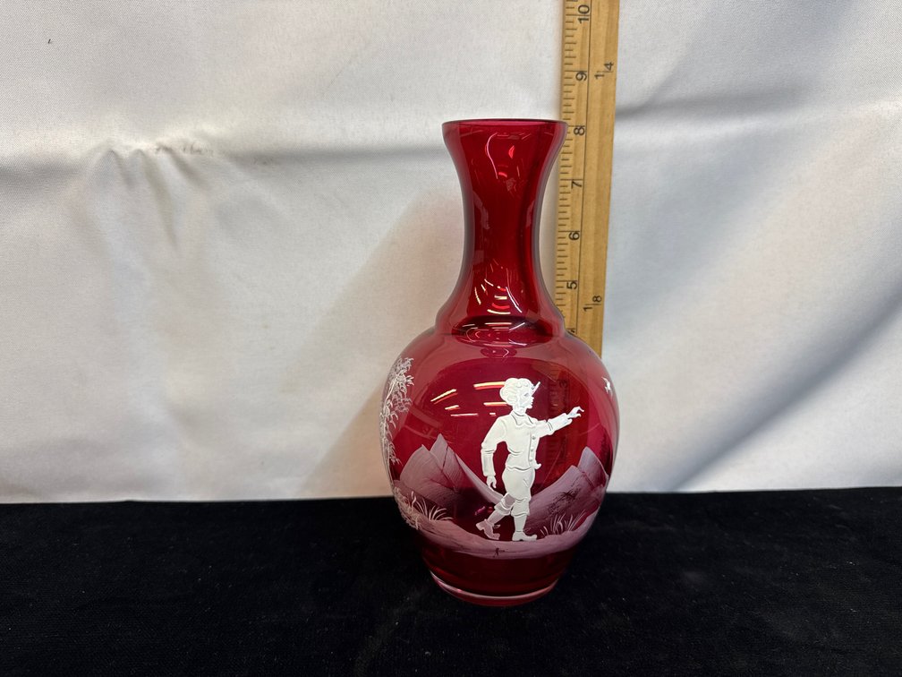 Cut Red Glass Vase