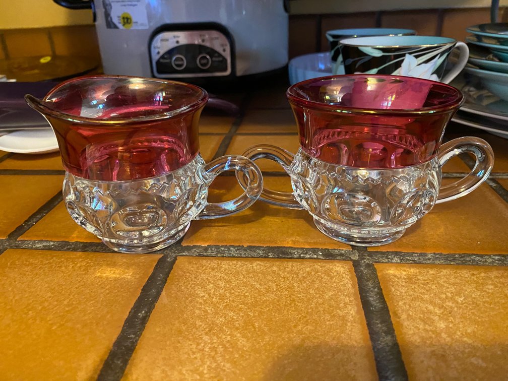 King's Crown Ruby Flashed Creamer & Sugar Set