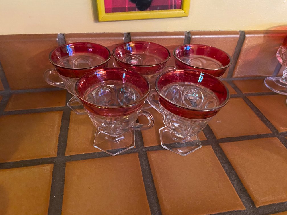 King's Crown Ruby Flashed Punch Cups