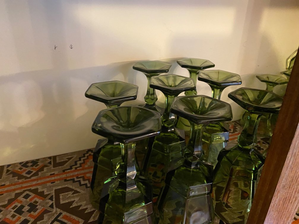 Virginia Green Pressed Glass Tumblers