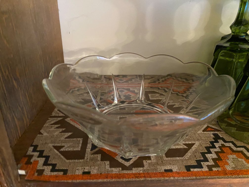 "Swedish Modern" Clear Glass Serving Bowl