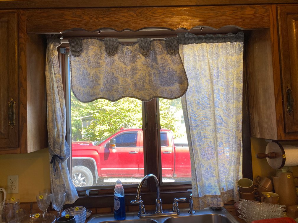 Blue & White French Country Curtains & Valance