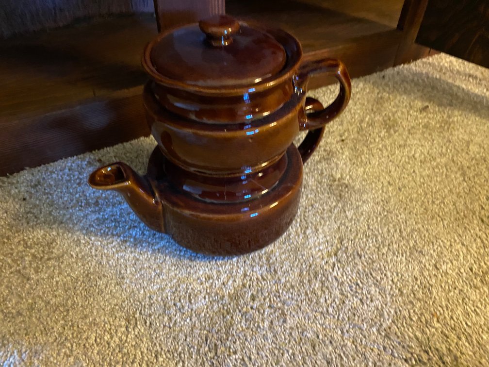 Vintage Brown Stoneware Drip-O-Lator Coffee/Tea Pot
