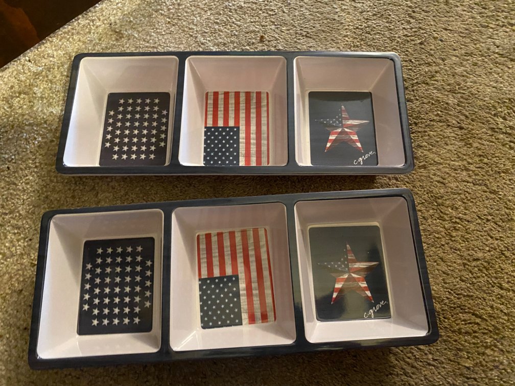 Patriotic Melamine 3-Compartment Trays