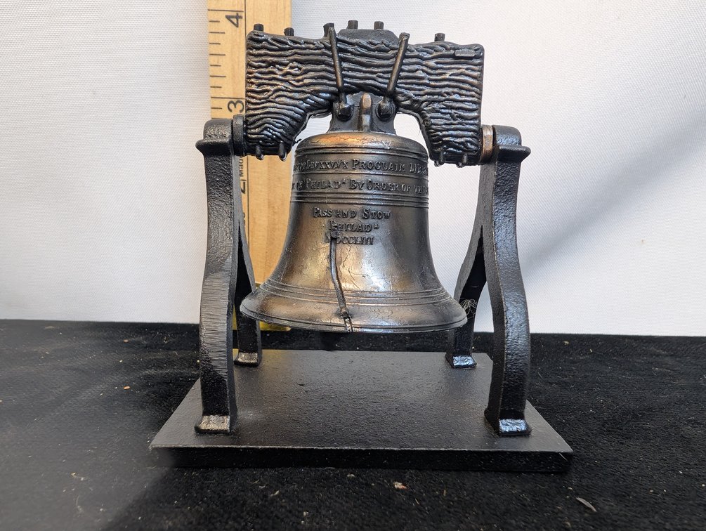 Vtg Penncraft Metal Liberty Bell on Stand Souvenir Paperweight
