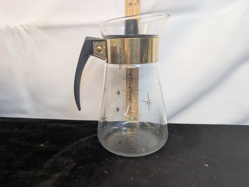 1960s Pyrex Corning Atomic Star Burst 6-Cup Coffee Pot Carafe